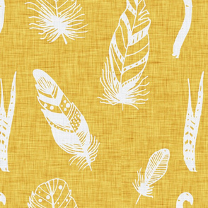 Modern Farm House Feathers Neutral Yellow