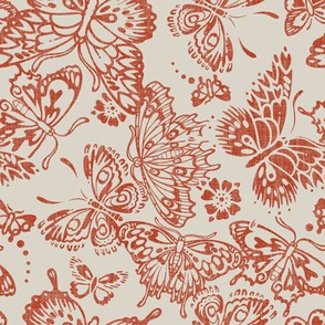 butterflies on cream linen