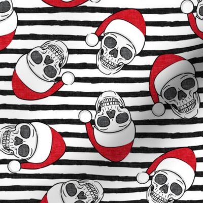 santa hat skulls on stripes  - LAD19