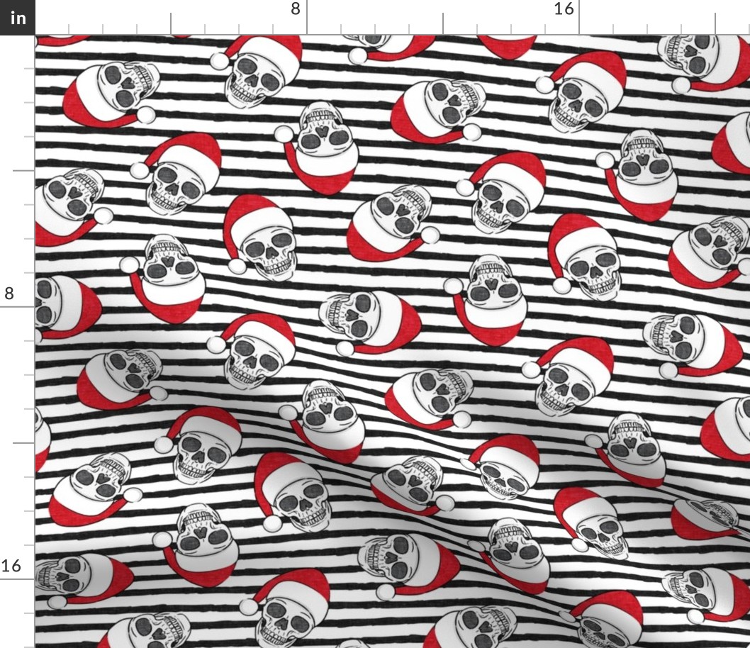santa hat skulls on stripes  - LAD19