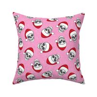 santa hat skulls on pink - LAD19