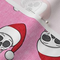 santa hat skulls on pink - LAD19