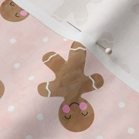 gingerbread man toss on pink - cute watercolor christmas cookies - LAD19