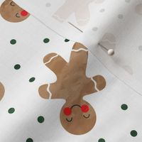 gingerbread man toss on white - cute watercolor christmas cookies - LAD19