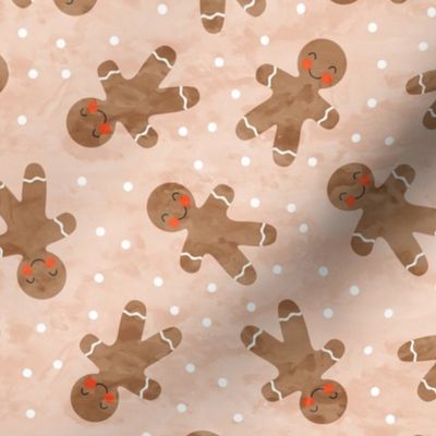 gingerbread man toss on blush - cute watercolor christmas cookies - LAD19