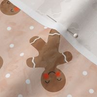 gingerbread man toss on blush - cute watercolor christmas cookies - LAD19