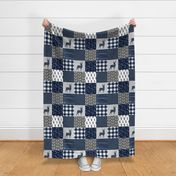 navy and grey (buck) quilt woodland C19BS