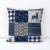 navy and grey (buck) quilt woodland C19BS