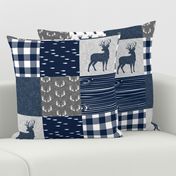 navy and grey (buck) quilt woodland C19BS
