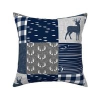 navy and grey (buck) quilt woodland C19BS