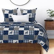 navy and grey (buck) quilt woodland C19BS