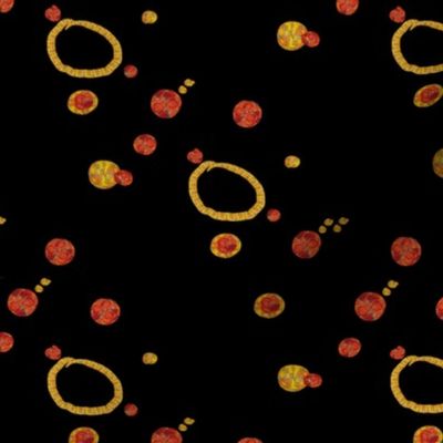 Bold Orange and Yellow Dots Circles on Black