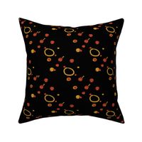 Bold Orange and Yellow Dots Circles on Black