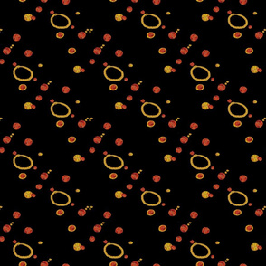 Bold Orange and Yellow Dots Circles on Black
