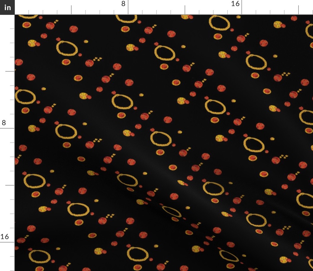 Bold Orange and Yellow Dots Circles on Black