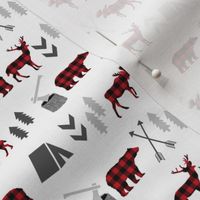 SMALL buffalo plaid woodland moose deer bear forest woodland trees camping canada kids