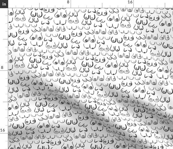 SMALL - boob fabric - black and white - Spoonflower