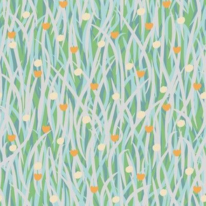 grass with small orange flowers by rysunki_malunki