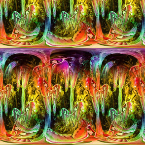 large magical abstraction cells moths rainbow forest 3 gold paysmage