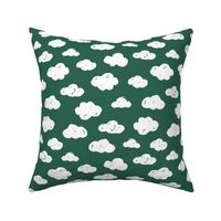 Soft clouds dreams and sleepy wonderland sky pattern winter autumn forest green