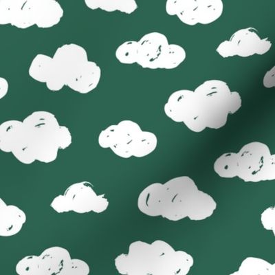 Soft clouds dreams and sleepy wonderland sky pattern winter autumn forest green