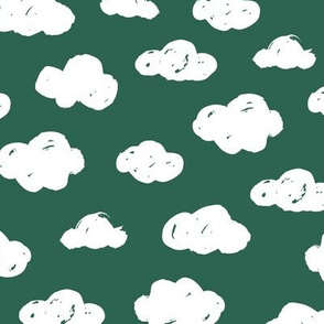 Soft clouds dreams and sleepy wonderland sky pattern winter autumn forest green