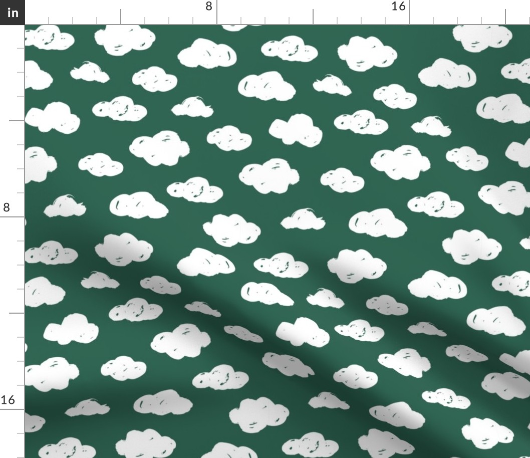 Soft clouds dreams and sleepy wonderland sky pattern winter autumn forest green