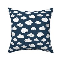 Soft clouds dreams and sleepy wonderland sky pattern winter autumn night navy blue