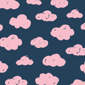 Soft clouds dreams and sleepy wonderland sky pattern winter autumn night navy blue pink