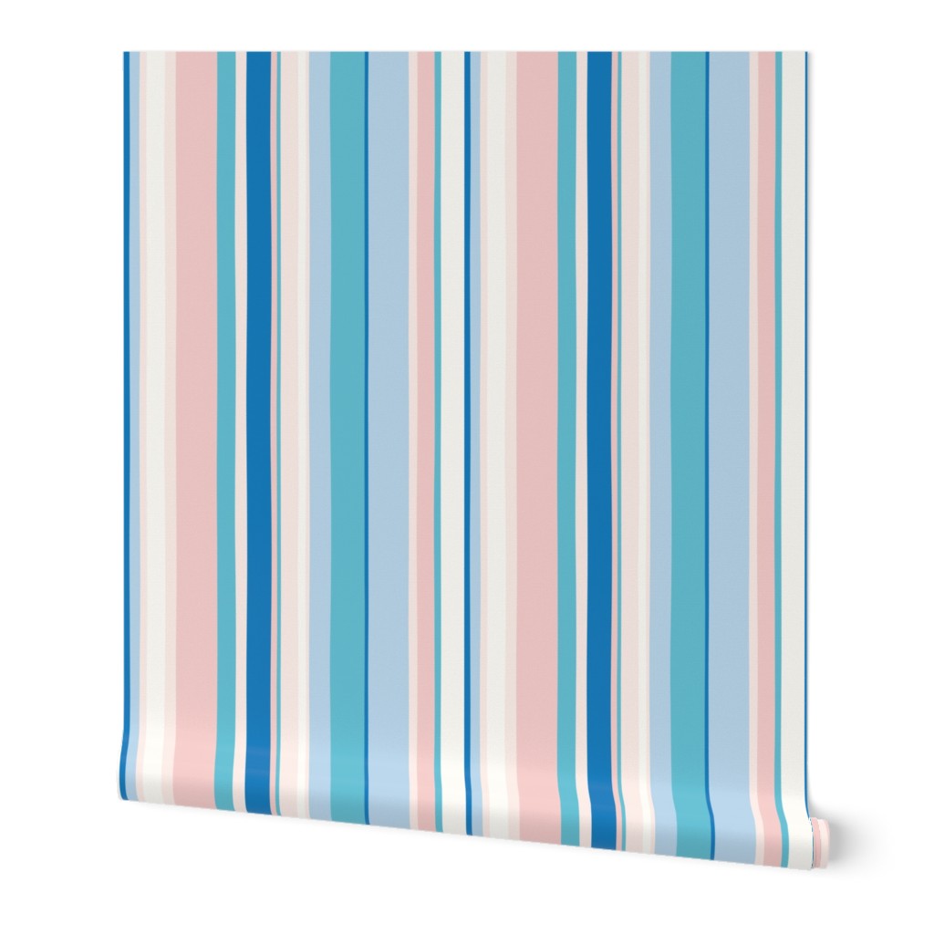 Modern handpainted deckchair stripe in blue 1 by Pippa Shaw