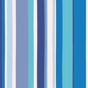 Modern handpainted deckchair stripe in blue 2 by Pippa Shaw