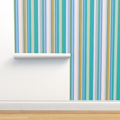 Modern handpainted deckchair stripe in turquoise 2 by Pippa Shaw