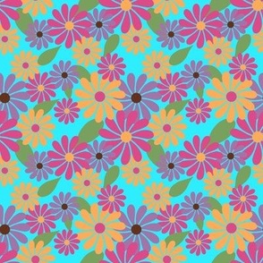 Bright Floral Blue // Bold Colorful Flowers // 8x8