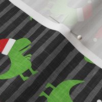 Christmas Trex - Santa hat dinosaur toss - grey stripes - LAD19