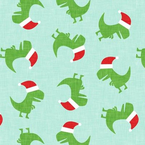 Christmas Trex - Santa hat dinosaur toss - mint - LAD19