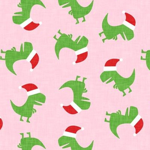 Christmas Trex - Santa hat dinosaur toss - pink - LAD19