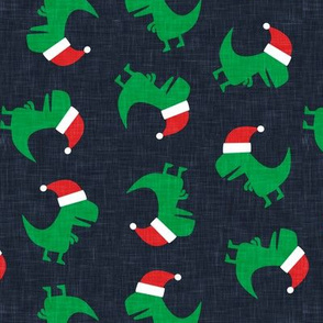 Christmas Trex - Santa hat dinosaur toss - navy - LAD19
