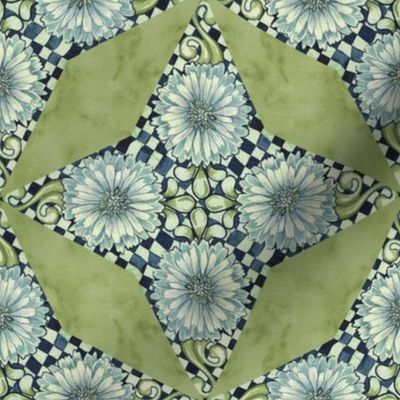 Antique Nouveau Floral - Four Point Geometric