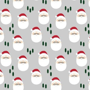 (small scale) santa claus - green trees // holiday fabric C19BS