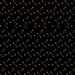 Gold Copper Squares Circles on Black