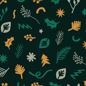 Christmas paper cuts forest green