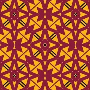 Repeating Geometric in Brick Red and Golden Yellow 