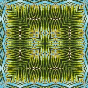 Woven Palm Leaves in Green and Blue