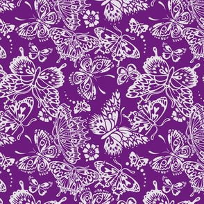 butterflies on purple linen