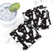 Dog Silhouettes and Paw Prints, Black - Small