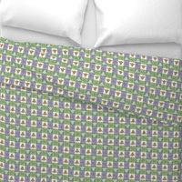 Busy Bee Gingham - Lavender and Sage - Brown Bees