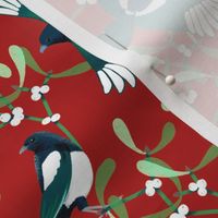 Magpies & Mistletoe on Holiday Red