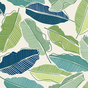 Banana leaves green and blue