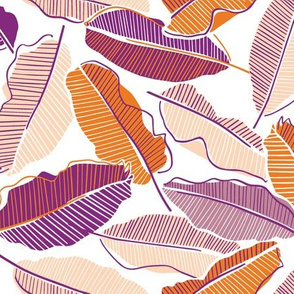 Tangerine and purple banana leaves