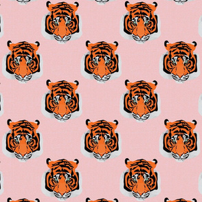 Tiger face repeat pink small by Mount Vic and Me